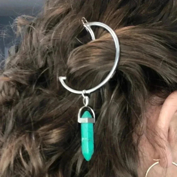 Opalite Crystal Moon Metal Hair Clip Barrette NWT - Picture 2 of 3